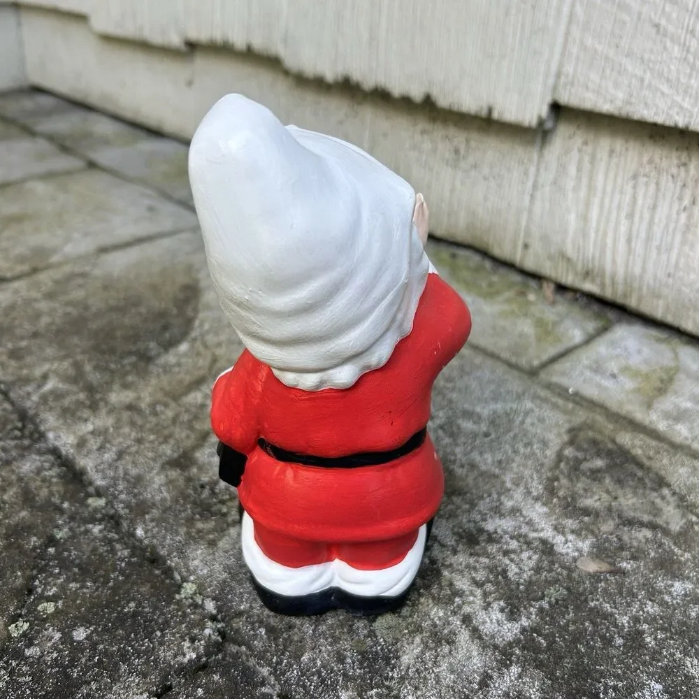Vtg Ceramic Christmas Santa Coin Bank Gnome Set Retro Holiday Kitschy Christmas